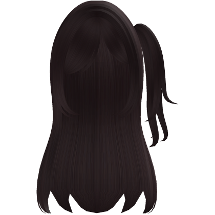 cute side ponytail long hair (brown) Roblox item