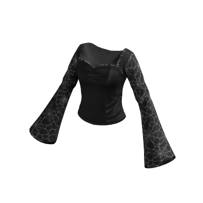 Goth Cropped Sweater w/ Bell Sleeves (Black)