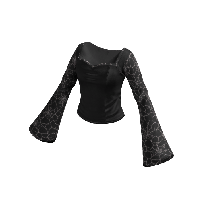 Goth Cropped Sweater w/ Bell Sleeves (Black)