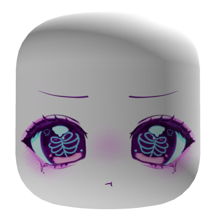 pastel goth cute chibi face - white