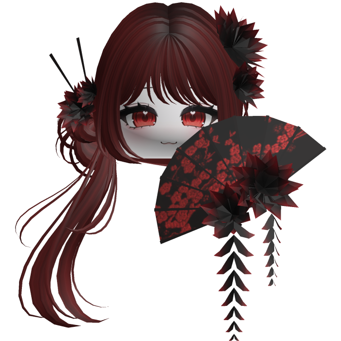 Side Ponytail w/ Cherry Blossoms & Fan
