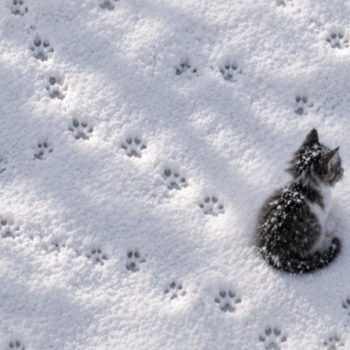 Cute Cat Paw Snow Winter Kawaii Soft Background