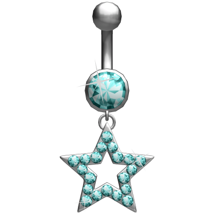 Oversized Scene Star Teal Belly Ring Piercing 