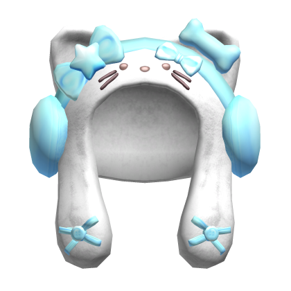 White&Blue Cute Cozy Hood with Earmuffs Roblox item