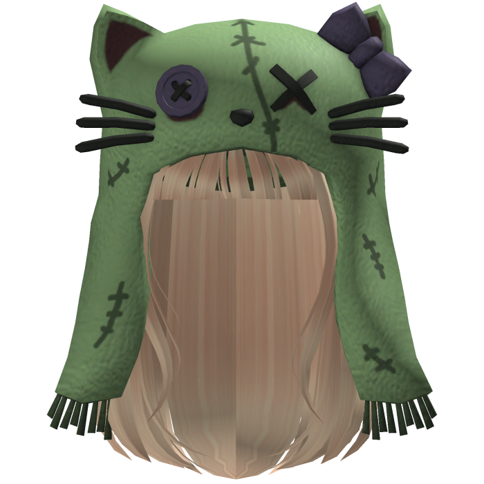 Halloween Zombie Cat Beanie w/ Blonde Hair