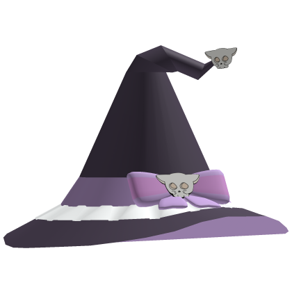 ・ᴥ・ : Cute Kawaii Witch Hat Skull Cat Purple