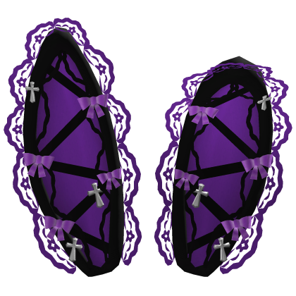 🎀 Gothic Cross Lace Bunny Ears Bows Purple Black
