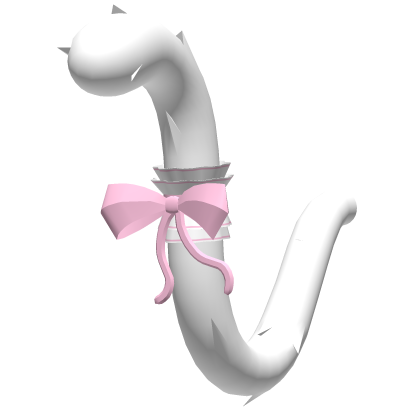 Cute White Maid Kitty Tail (Pink Bow) thumbnail
