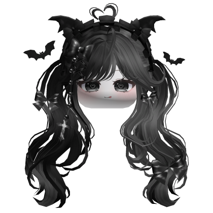 Goth Wavy Pigtails w/Headband (Black&Gray)