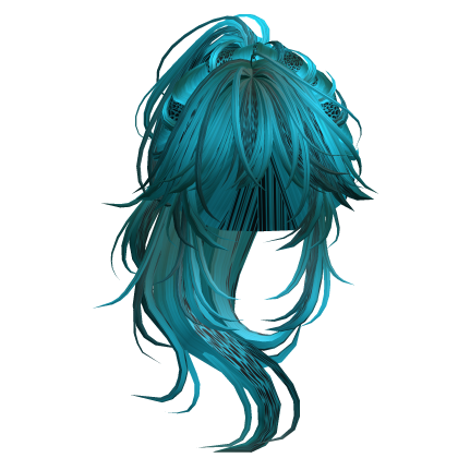 Wolfcut Anime Layered Ponytail Cyan Cheetah
