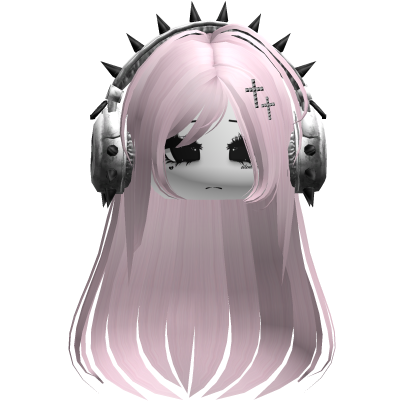 Punk Straight Hair W/ Headphones Pink V2