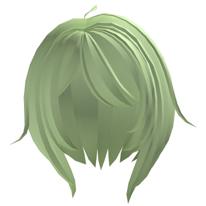 cute messy short hair with long bangs in green Roblox item