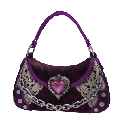 plum ivory heart gem lace shoulder bag