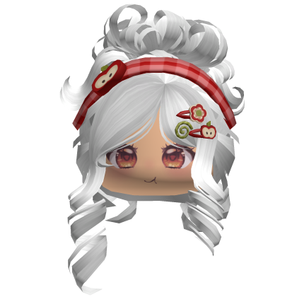 Igari Curly White Bun W/ Red Headband&Face Roblox item