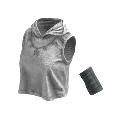 Sleeveless Stylish Hoodie (White Slate Grey)