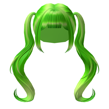 Green Long Anime Kawaii Pigtails