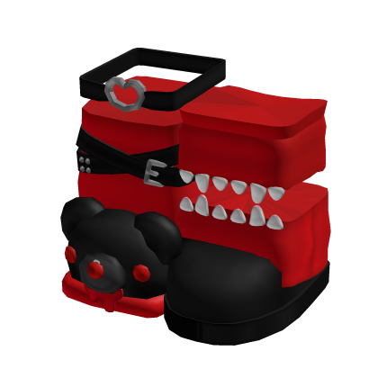 red gothic emo buckled gloomy bear monster shoes