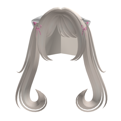 ♡  long cat ears anime pigtails w bangs (blonde) Roblox item