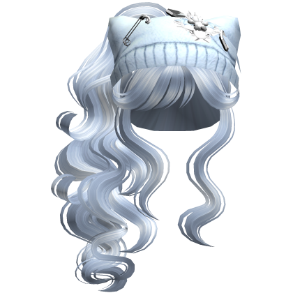 Blue Cat Beanie Y2K Curly Ponytail Hair Light Blue Roblox item