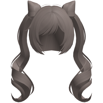 keqing cat buns w curly ponytails ash brown Roblox item