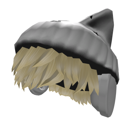 Messy Blonde Hair w/ White Cat Beanie Roblox item