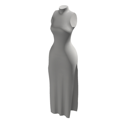 BB White slim side slit slip high neck dress