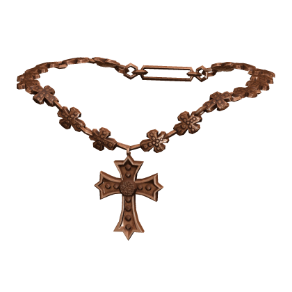 -',ৎ Jeweled Goth Y2K Cross Necklace in Brown