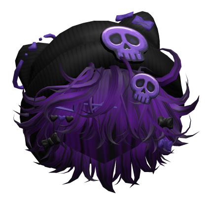 Messy Anime Boy Hair w/ Skull Beanie Purple&Black Roblox item