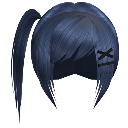 y2k blue scene bangs with clip & ponytail Roblox item
