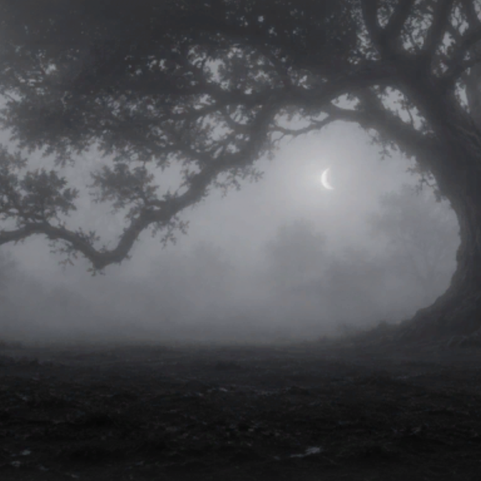 Dark Grunge Foggy Tree w Moon