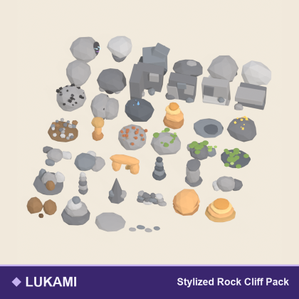 Stylized Rock Cliff Pack x40 Boulder Stone Ore