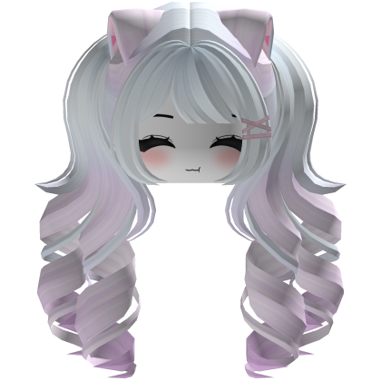 Cute hair emo Y2K cat-ear braids (pink-blue)