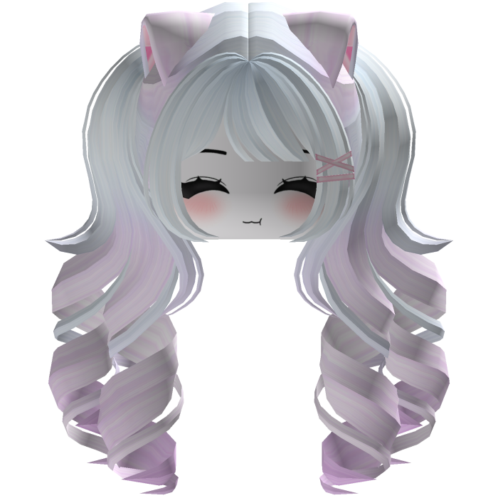Cute hair emo Y2K cat-ear braids (pink-blue)