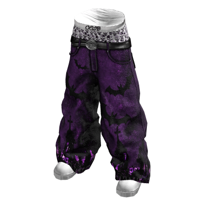 Saggy Skull Boxer Jeans (Purple Bats)
