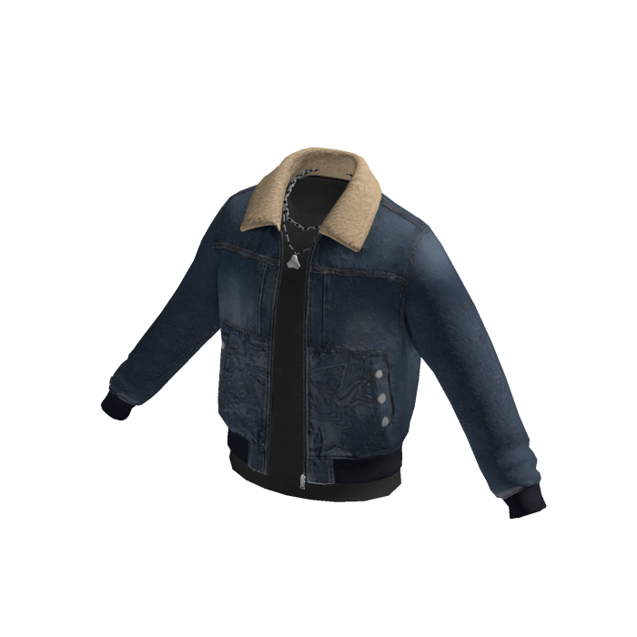 Fleece Collar Denim Jacket (Navy)