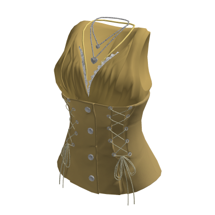 Y2K Vintage Corset Top w/ Heart Necklace (Yellow)