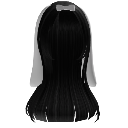 ᰔ Black Long Cute Hair With Bunny Ears  Roblox item