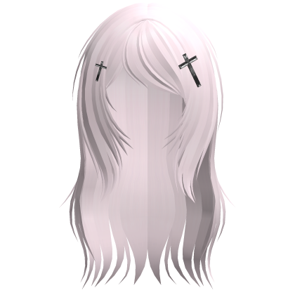 ♡ cute scene messy pink long hair w crosses