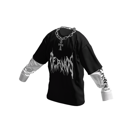 Eternos Y2K Layered Shirt w/ Cross Chain