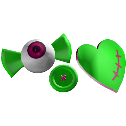 Neon Green Pink Button Eye Heart Clips Decora Roblox item