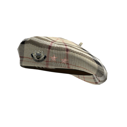 Beige Cream Scottish Tartan Beret w/ Star Pins Roblox item