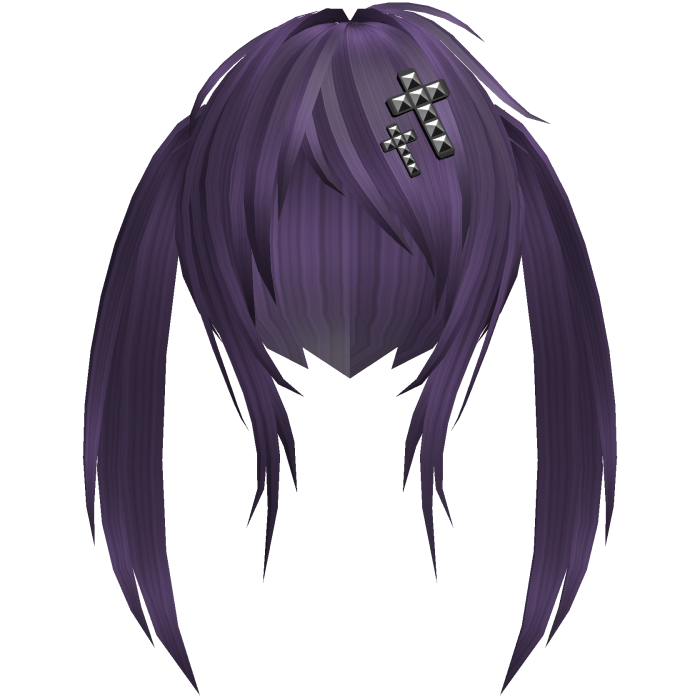 Long purple emo pigtails with cross