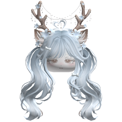 Ethereal Christmas Fairy Fawn Pigtails w/ Antlers