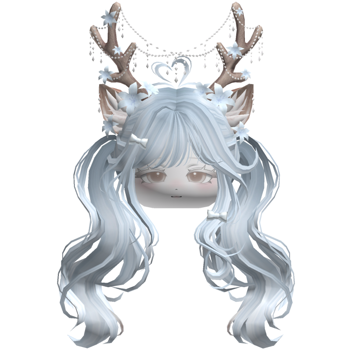 Ethereal Christmas Fairy Fawn Pigtails w/ Antlers