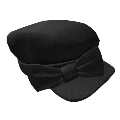 Black Wool Herringbone Newsboy Cap Roblox item