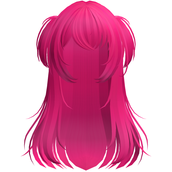 shy wispy layered hair w/ pigtails hot pink