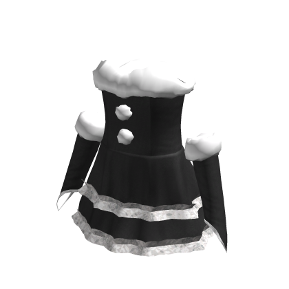 ♡ black fur layered ruffle dress w gloves thumbnail