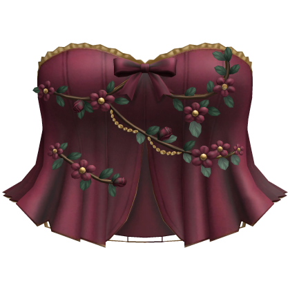 Dark Red Y2K Flower Corset