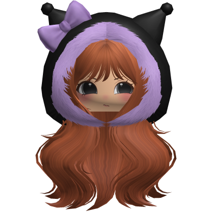 Kuromi Ginger Cute Wave Hair With Fur Hoodie