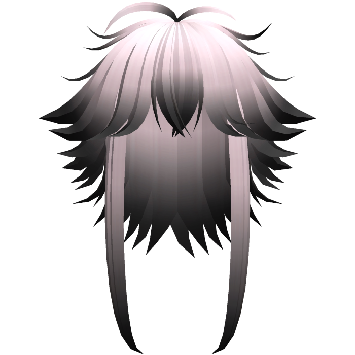 messy cute hair with tufts in pink to black